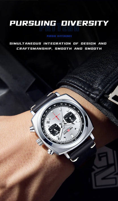 2026 New Square Watches for Men Multi-Functional Three-Eye Six-Pin Timing Waterproof Chronograph Quartz Watch Relogio Masculino