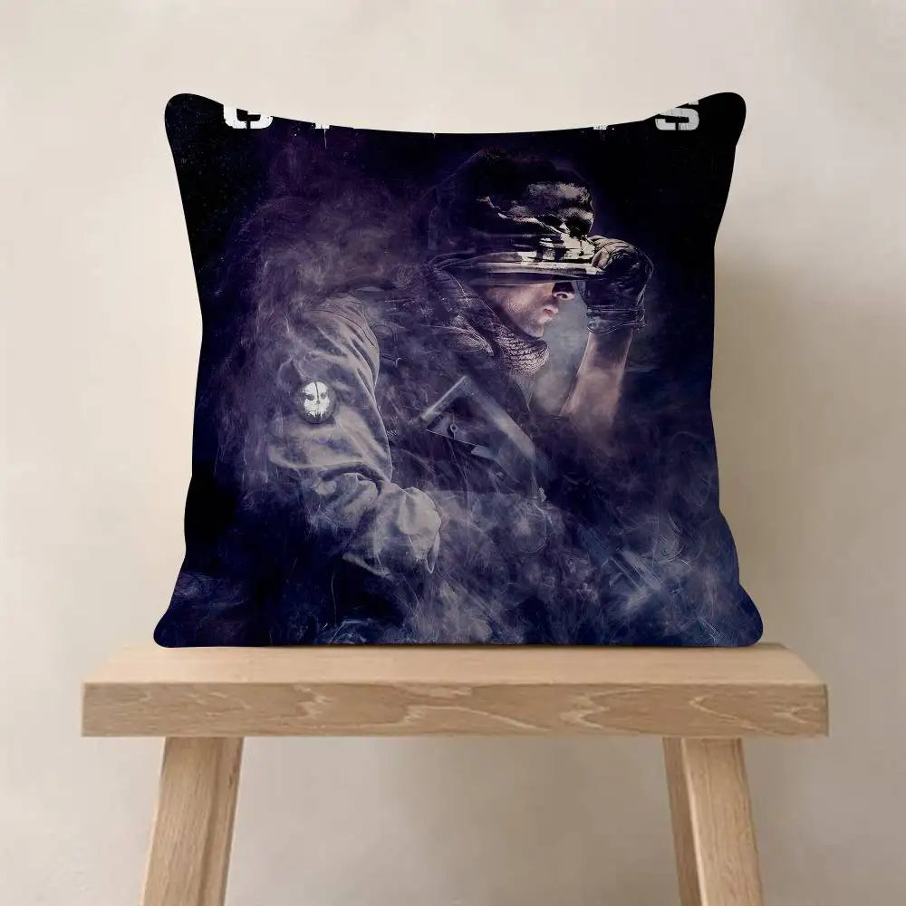 Klasická hra C-Call Of D-Duty personalizovaný polštář s obrázkem a textem, bytová dekorace, dárek do domácnosti, 45x45cm