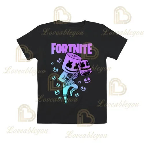 T-shirt Cartoon Fortnite para Rapazes e Raparigas, Battle Royale 3D, 3 a 14 Anos, Victory Royale, Top de Jogo para Criança e Roupa Teen