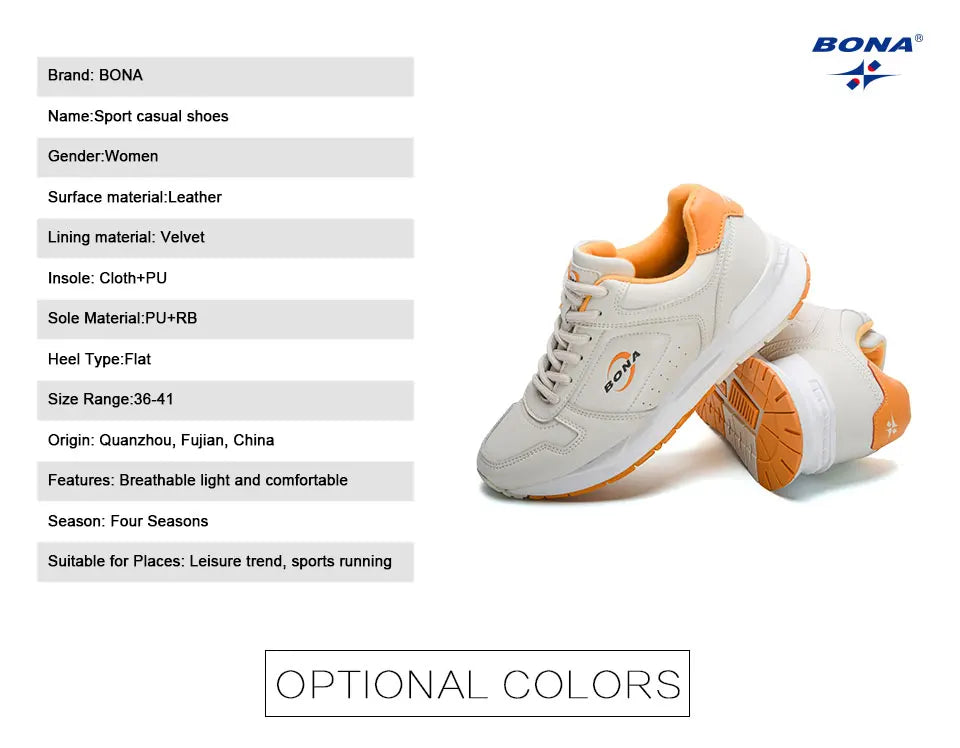 BONA 2023 New Designers Brand Classics  Light Sneakers Women Fashion Running Shoes Casual Walking Footwear Ladies Comfort