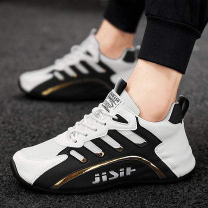 Breathable and comfortable men's sports shoes, with an inner height increase and a low top strap, suitable for outdoor sports an