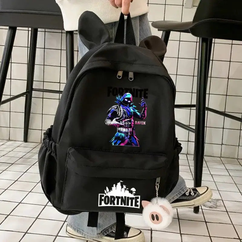 New Fortnite Cartoon Backpack Boy Girl Casual Schoolbag Large Capacity Student Bag Rabbit Ears Travel Backpack Stationery Gift