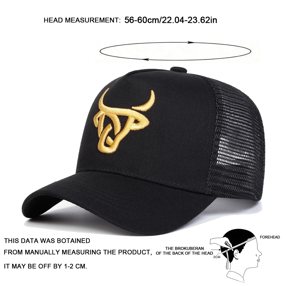Casquettes de baseball unisexes à broderie « tête de bœuf », pour le printemps et l’été, pour l’extérieur, ajustables, décontractées, casquettes « dad hat », casquettes anti-UV