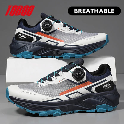 Men's Running Shoes with Rotating Buckle Breathable Mesh Lightweight Sneakers for Men Gym Workout Casual Waterproof Sports Shoes