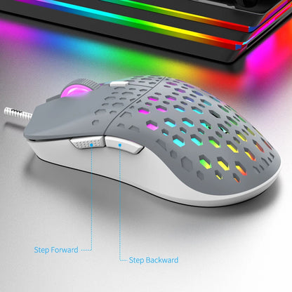 OnePlus G701 Wired Gaming Mouse, 6-Button Honeycomb RGB Gaming Mouse for PC, Ergonomic USB Wired Gaming Mouse for Windows, macOS & Office Use
