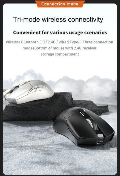Rato Gaming Sem Fios Motospeed Darmoshark N3 Pro Bluetooth Double 8K Tri-Mode Recarregável PAW3395 64g Ergonómico para Gamer