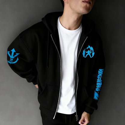 Sweat à capuche zippé polyvalent Dragon Ball Anime Y2K pour homme, automne/hiver, nouveau modèle Gogeta imprimé, style américain décontracté et ample, haut assorti parent-enfant