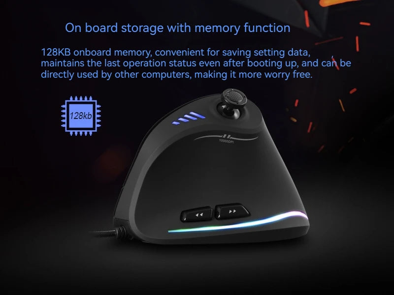 Rato Vertical ZELOTES C-18, rato ótico com 11 teclas, RGB, joysticks e laser programáveis, para PC e computador gaming