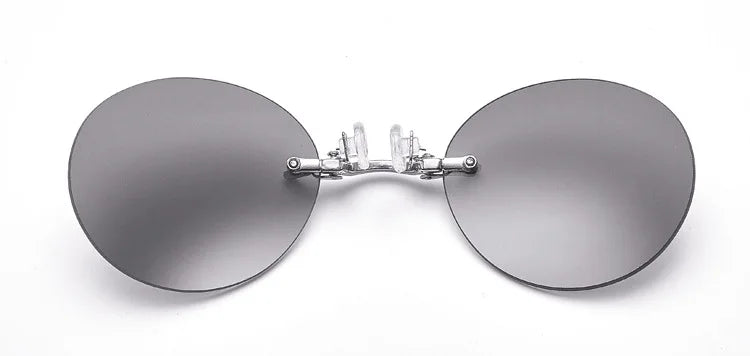 New Round Rimless Sunglasses Men Matrix Morpheus Men's Classic Clamp Nose Glasses  Mini Frameless Brand Design Glasses UV400