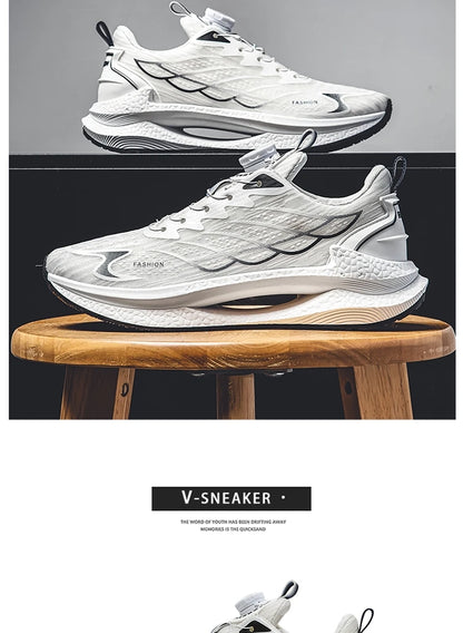 Letnie, oddychające, codzienne buty sportowe dla mężczyzn, nowe, modne i wszechstronne buty do biegania z oddychającą siateczką i obrotową klamrą, odpowiednie do uprawiania sportów na świeżym powietrzu i do codziennego noszenia