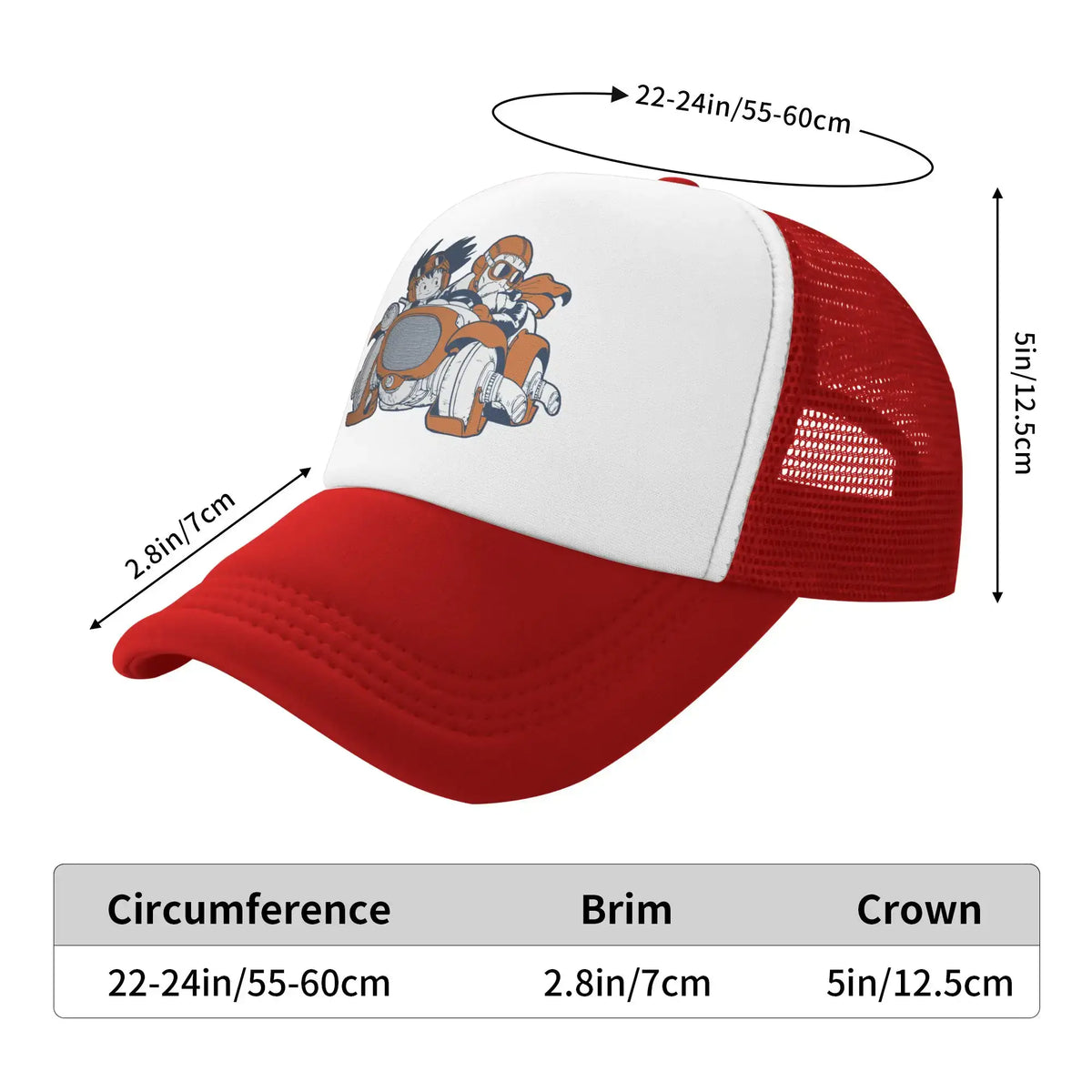 Goku Muten Roshi Dragon Ball Z Baseball Caps Sport Sun Hat Anime DBZ Hats Breathable Polyester Trucker Cap Summer Trucker Caps, Produit gaming premium Fraquane