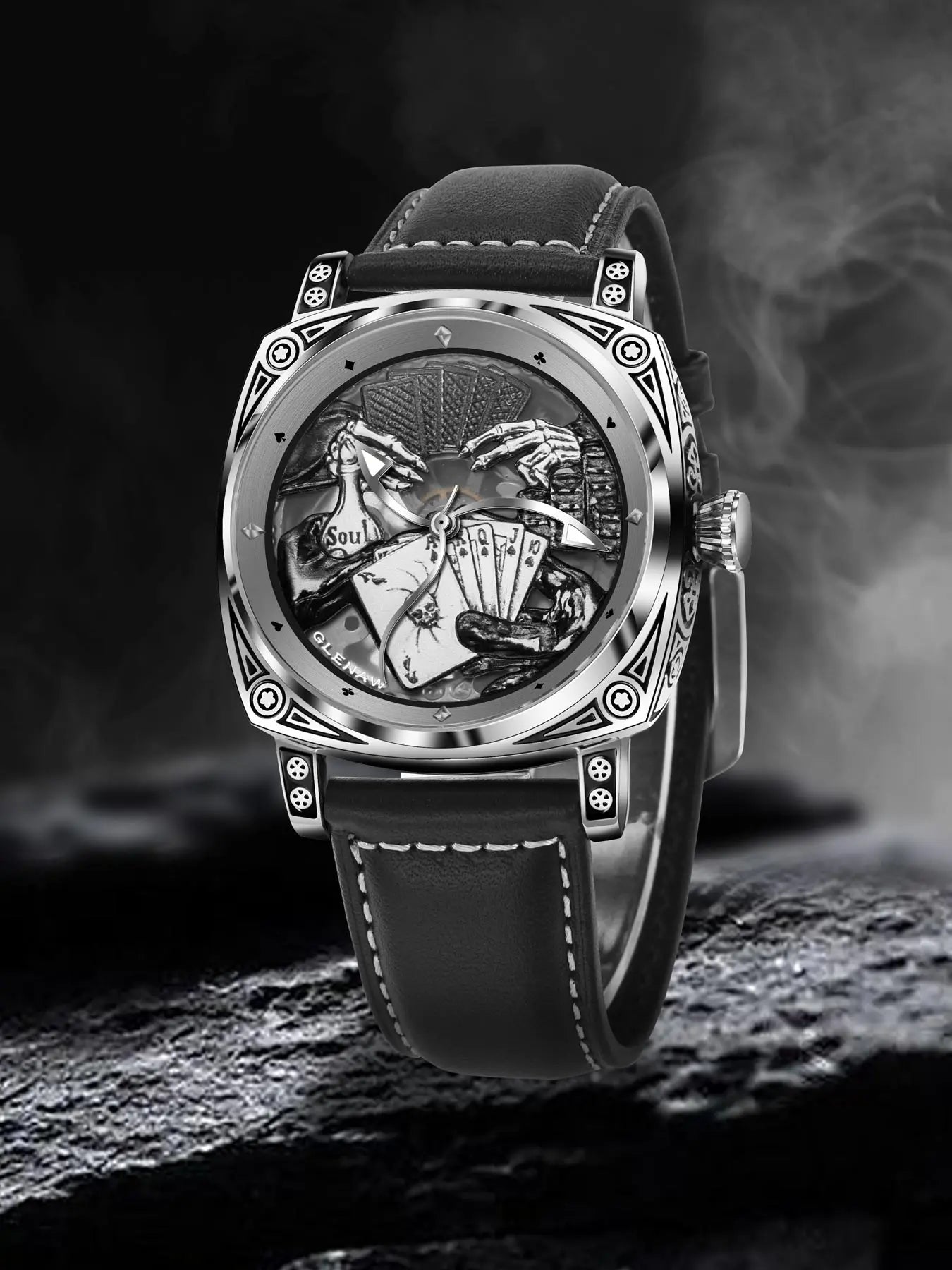 Glenaw Poker Series Top Brand Luxury Fashion Personalized Fully Automatic Mechanical Gold Watch Men's Waterproof Watch