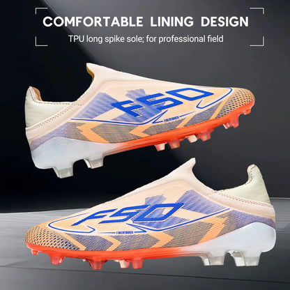 Anti-slip AG/FG Soccer Boots，TPU Shock Absorption Sole，Durable PU Fabric Upper，Teenager Boys Girls Professional Field Sneakers