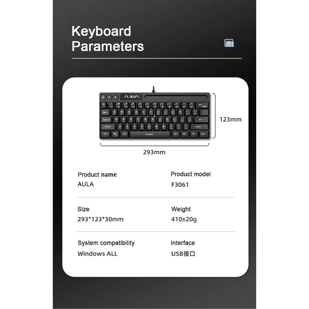AULA F3061 Wired RGB Gaming Keyboard Membrane Keyboard 60% Gamer PC Keyboard USB Cute Keyboard