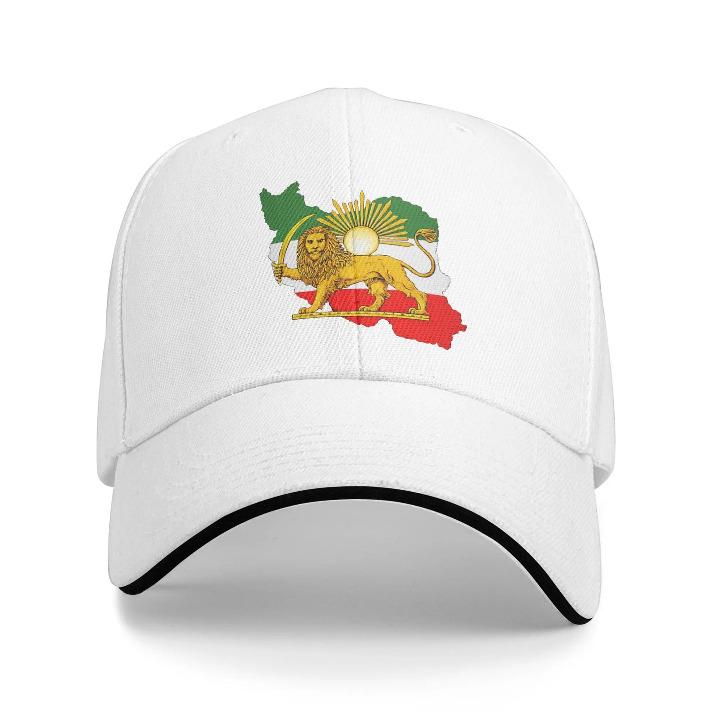 Iran Flag Map with Lion and Sun Emblem Vintage Persian Heritage Casual Baseball Cap Outdoor Trucker Hat Summer Baseball Caps