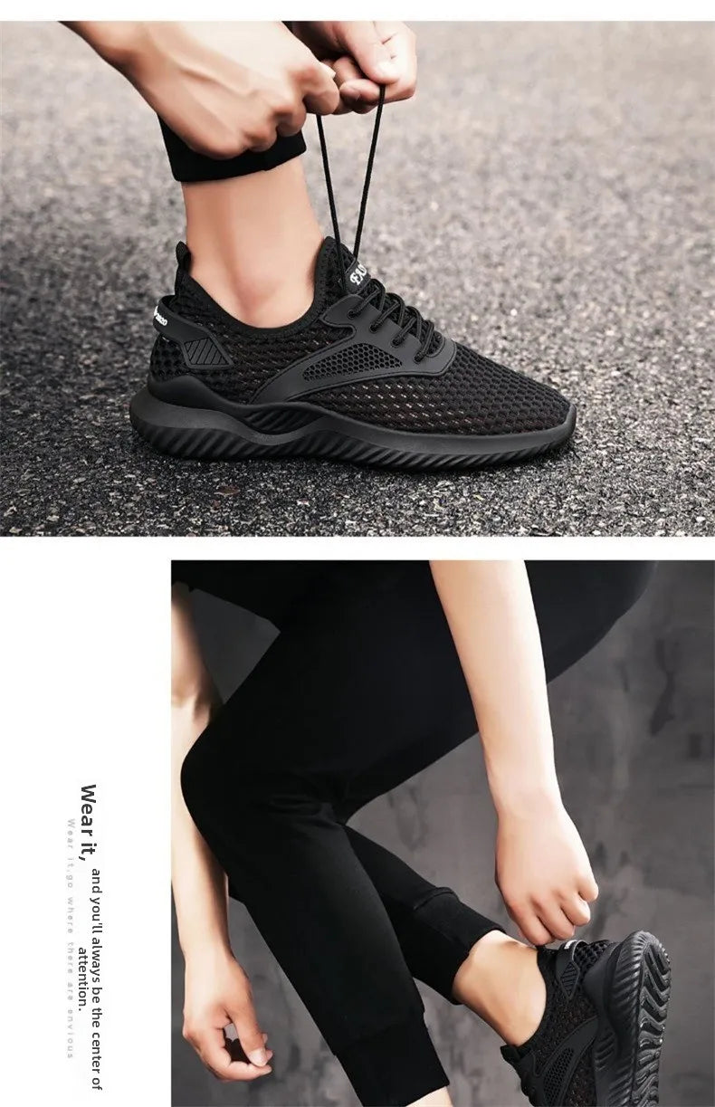 Breathable Mesh Running Shoes Men's Low Cut Slip-On Sports Sneakers Flat Heel Lightweight Comfortable Unisex Trainers