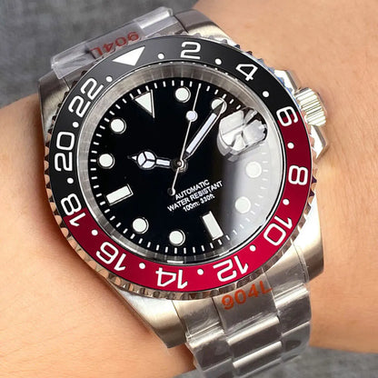 Relógio de Homem Automático Miyota8215 Impermeável 200m, Relógio de Mergulho 40mm com Movimento Mecânico, Luminoso, Bracelete Jubilee e Fecho Glide Lock