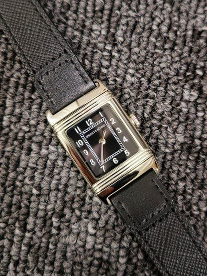 Specht&Söhne Reversible Square Watch Ronda Quartz Movt Stainless Steel Case Sapphire Crystal Flip Design Mens Fashion Wristwatch