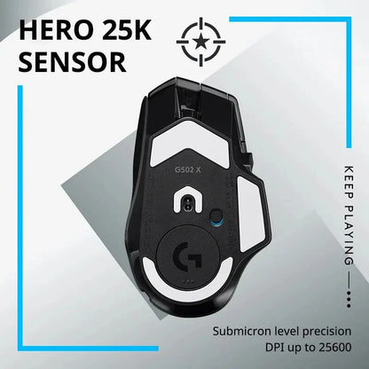 Rato gaming sem fios Logitech G502 X Lightspeed com switches híbridos ótico-mecânicos LIGHTFORCE, sensor gaming HERO 25K compatível, novo
