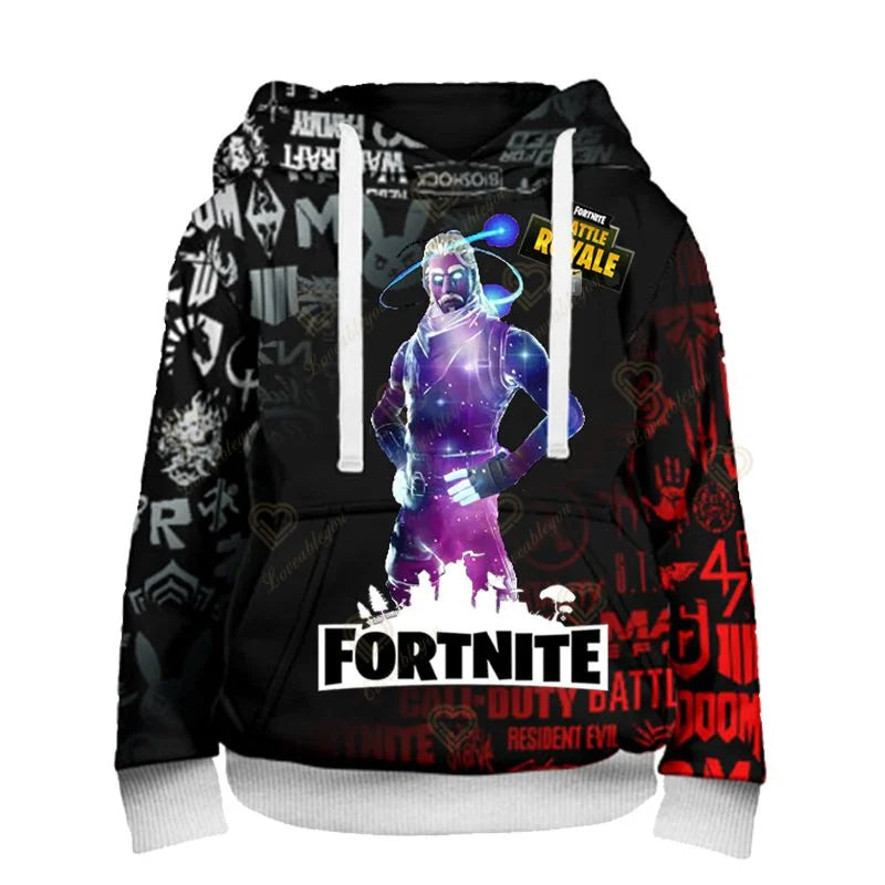 Sweatshirt com Capuz para Fãs de Fortnite, Impressão 3D Battle Royale, Cosplay Victory, para Homem, Mulher e Criança, Streetwear com Capuz