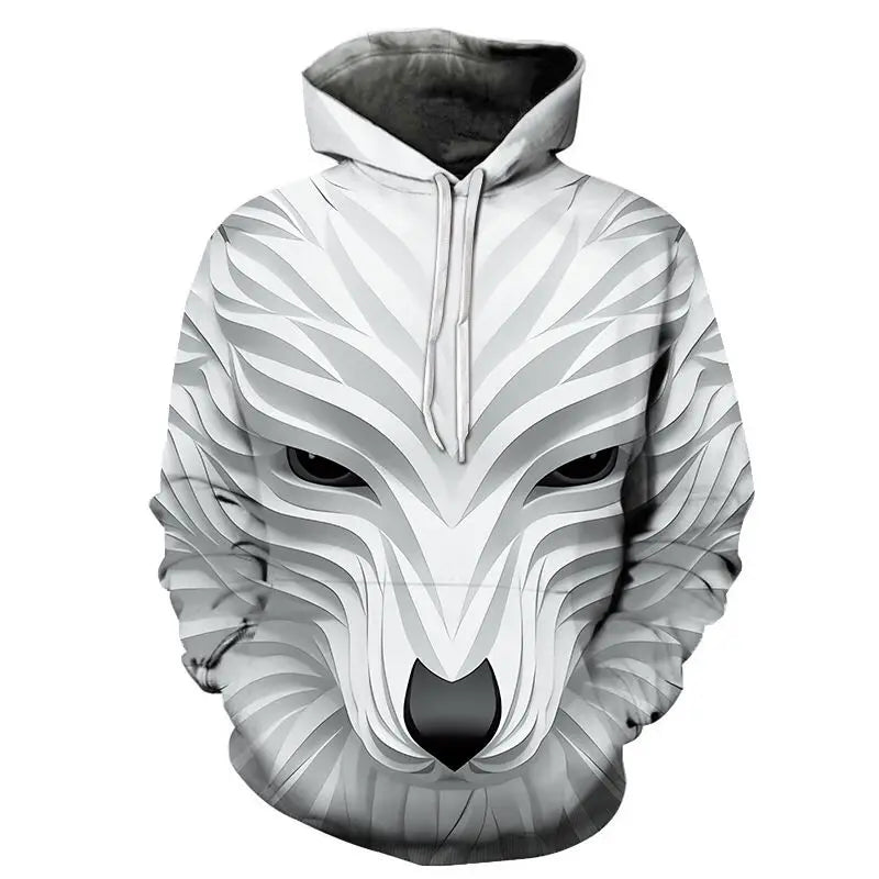 New Fashion Animal 3D Printed Hoodie Men and Women Personalized Design Sweatshirt Snow Double Wolf Harajuku Oversized Hoodie