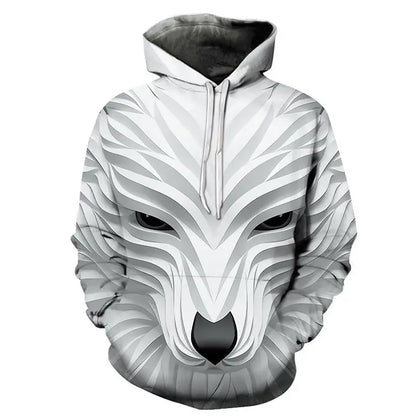 New Fashion Animal 3D Printed Hoodie Men and Women Personalized Design Sweatshirt Snow Double Wolf Harajuku Oversized Hoodie
