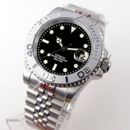 Relógio de Homem Automático Miyota8215 Impermeável 200m, Relógio de Mergulho 40mm com Movimento Mecânico, Luminoso, Bracelete Jubilee e Fecho Glide Lock