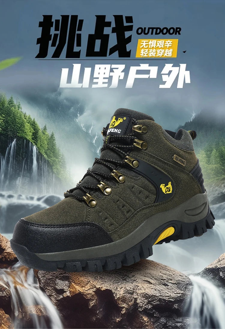 Outdoor trekking shoes autumn winter men waterproof hiking shoes mountain boots genuine leather woodland hunting tactical shoes