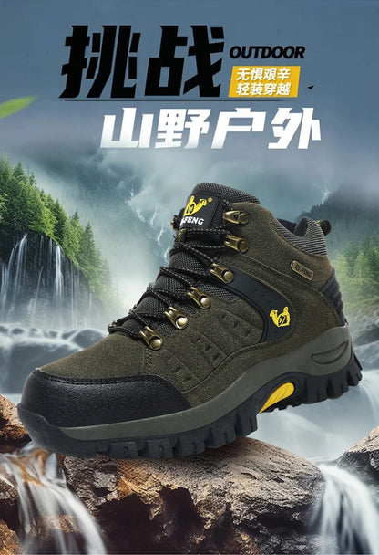 Outdoor trekking shoes autumn winter men waterproof hiking shoes mountain boots genuine leather woodland hunting tactical shoes