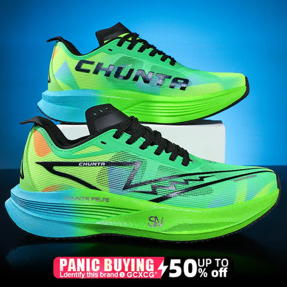 Men Running Shoes Carbon Board Specialty Marathon Sports Breathable Lightweight Women's Comfortable Nonskid Chunta Sneakers