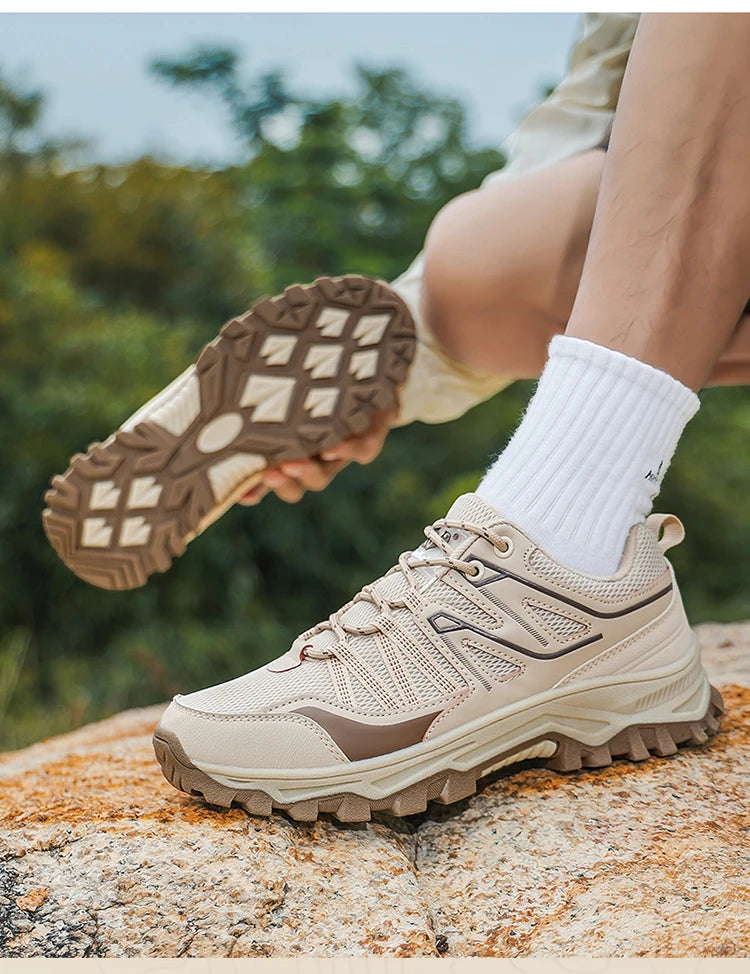 New Large Outdoor Mountaineering Shoes Men Spring and Autumn Mesh Breathable Sneaker Outdoor Travel Hiking Non slip Shoes