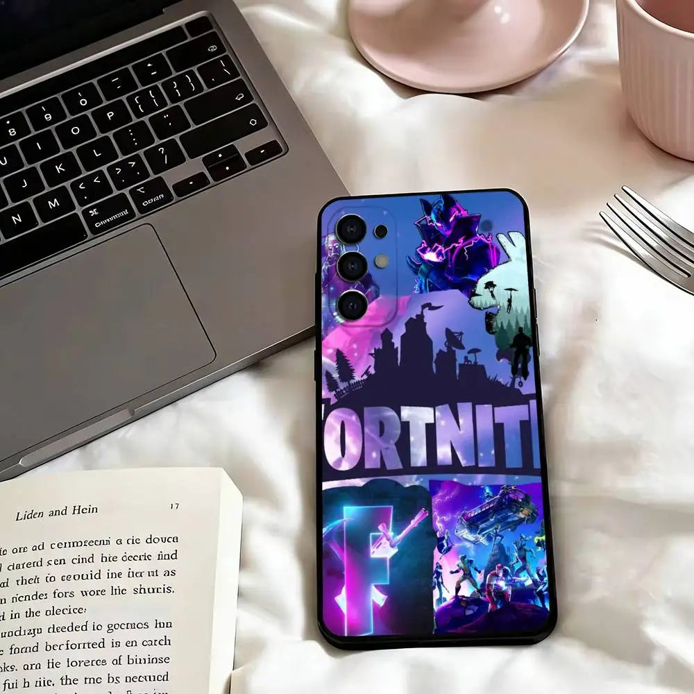 Game F-F-Fortnites Phone Case For Samsung S25, S24, S21, S22, S23, S30, Ultra, S20, Plus, Fe, Lite, Note, 10, Black Cover