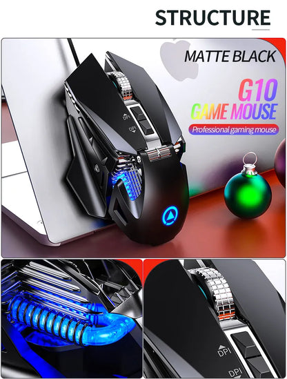 Rato Gaming eSports com Fio e Retroiluminação RGB, 200-7200 DPI Ajustáveis, USB com Fio para PC, Portátil e Jogos FPS