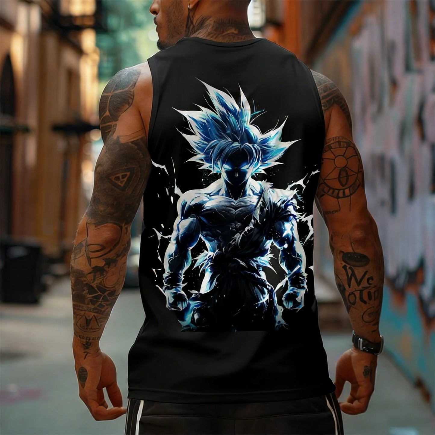 Dragon Ball Super Saiyan Sports Vest Men's and Women's Same Summer Fitness Running Street Breathable Sleeveless Top Anime Vest