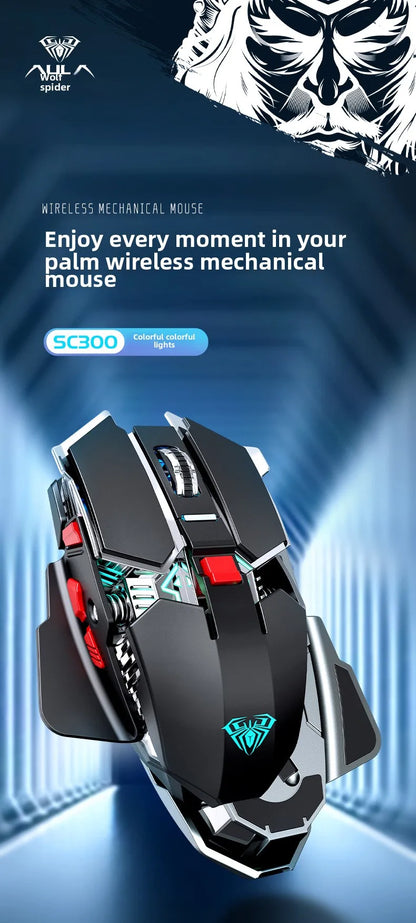 Novo Rato Gaming Sem Fios SC300 2025 2.4G RGB 3200dpi Recarregável, Mecânico Silencioso, para E-sports, Computador de Secretária e Portátil