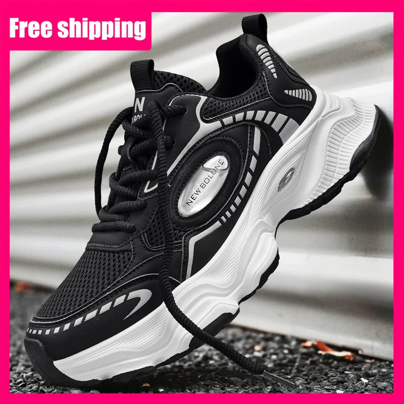 Mens Sports Shoes 2026 New Mesh Breathable Thick Sole Height Increasing Wear-resistant Daily Commuting Versatile Casual Sneakers