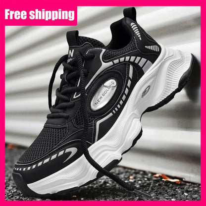Mens Sports Shoes 2026 New Mesh Breathable Thick Sole Height Increasing Wear-resistant Daily Commuting Versatile Casual Sneakers