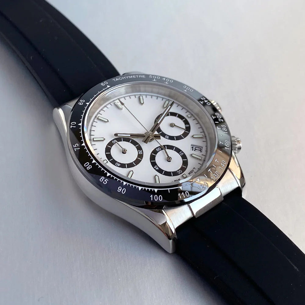 Relógio de Luxo para Homem VK63 com Movimento de Quartzo, Cronógrafo Business, 39mm, Aço/Ouro Rosa, Data, Mostrador Luminescente, Cronógrafo Completo