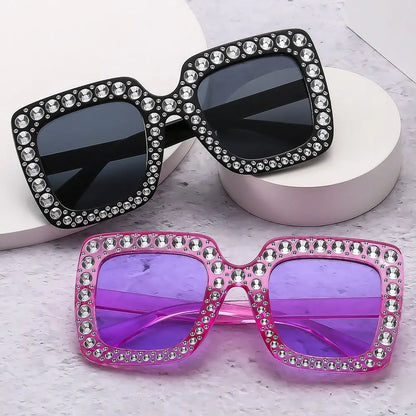 Kids Fashion Sunglasses Square Glitter Children Sun Glasses Boy Girl Stylish Diamond Goggles Baby Shades Party Eyewear UV400