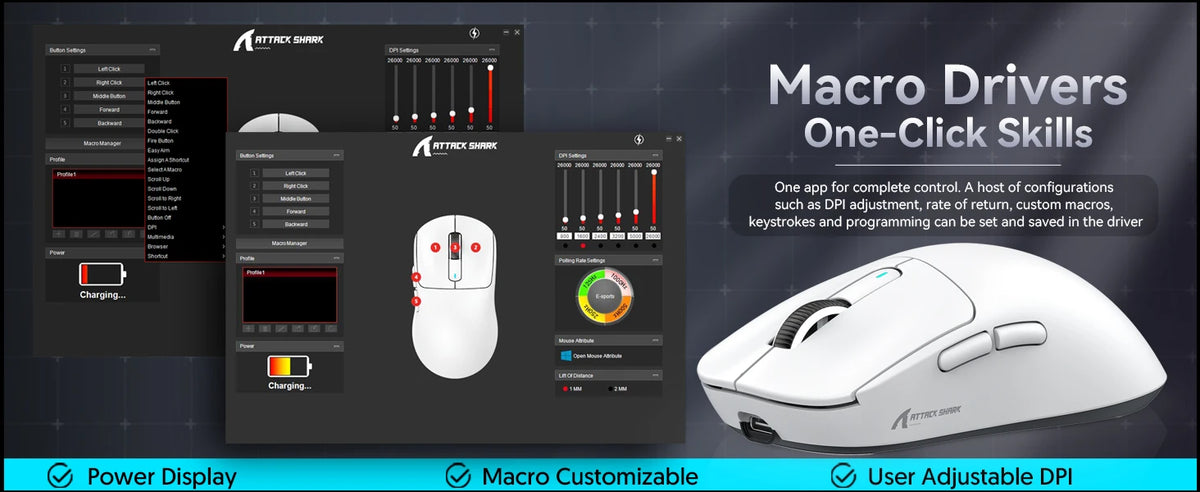 ATTACK SHARK X3 Lightweight Wireless Gaming Mouse, 49g Tri-Mode, PAW3395 26K DPI Sensor, 200h Battery Life, 5 Programmable Buttons