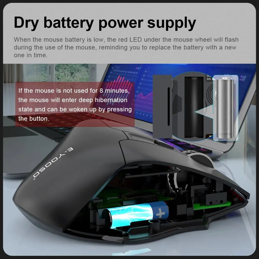 E-YOOSO X-31 USB 2.4G bezprzewodowa duża mysz gamingowa dla dużych dłoni PAW3212 4800 DPI 5 przycisków dla graczy komputer laptop PC