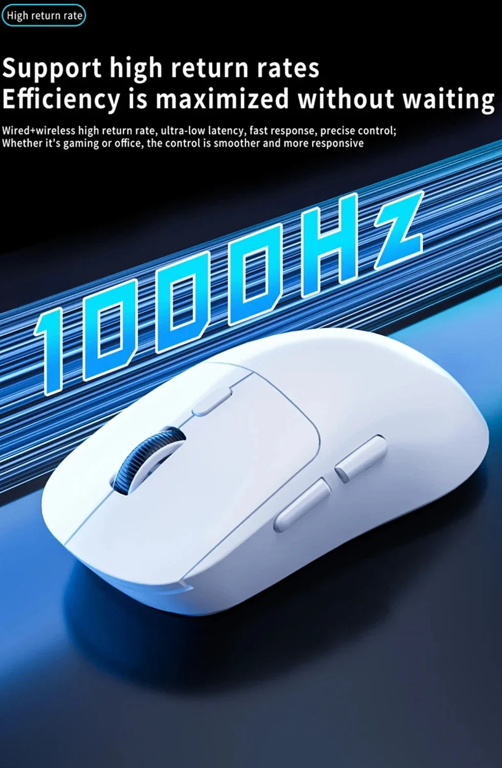 Rechargeable Wireless Bluetooth Gaming Mouse, Dual Mode 2.4G & Bluetooth Wireless Mouse, Silent High Precision Rechargeable Wireless Mouse for Laptop, PC, Mac & iPad