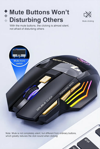 Wireless Bluetooth Mouse Rechargeable 7 Button RGB Gaming Mouse Gamer Ergonomic Mouse LED Backlit PC Silent Mice
