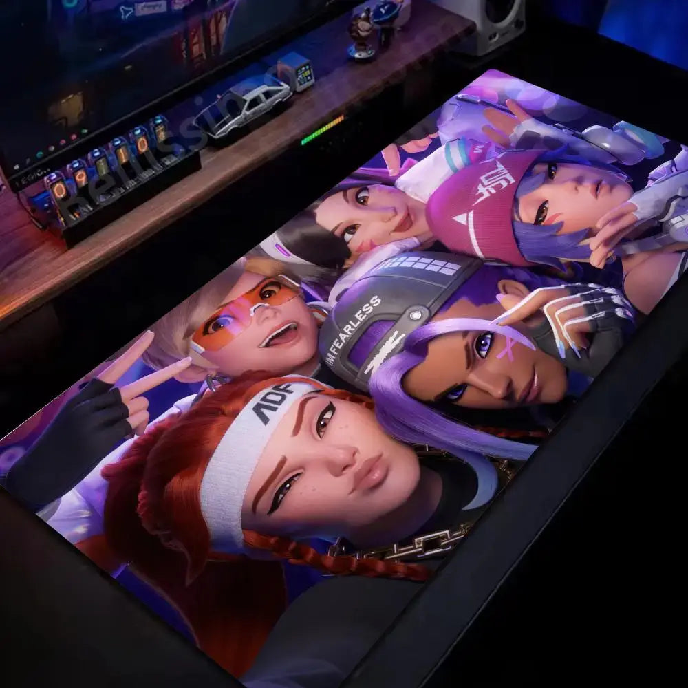 Alfombrilla de ratón grande Overwatch para PC gamer, alfombrilla extendida para teclado rosa cute, accesorios gaming para portátil, tapete de escritorio kawaii HD