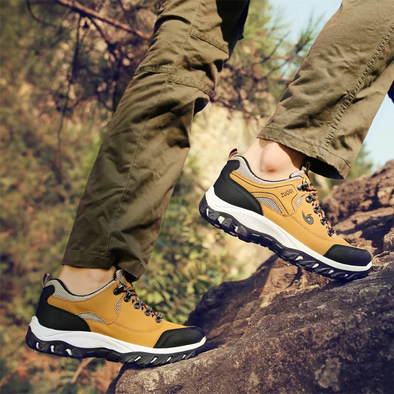 Autumn And Winter Models, Men's Waterproof Hiking Shoes, Outdoor PU Leather Sports Shoes, Wear-Resistant,  Walking, Tactical