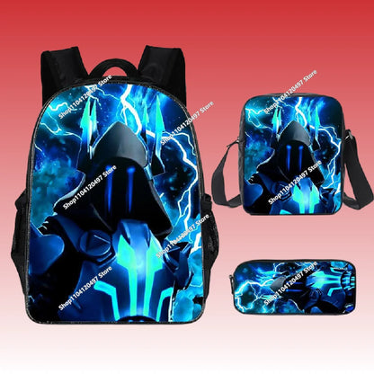 3pcs/set Mochila Fortnite de grande capacidade para estudante, estilo anime e cartoon, estojo, lancheira kawaii, presentes de aniversário