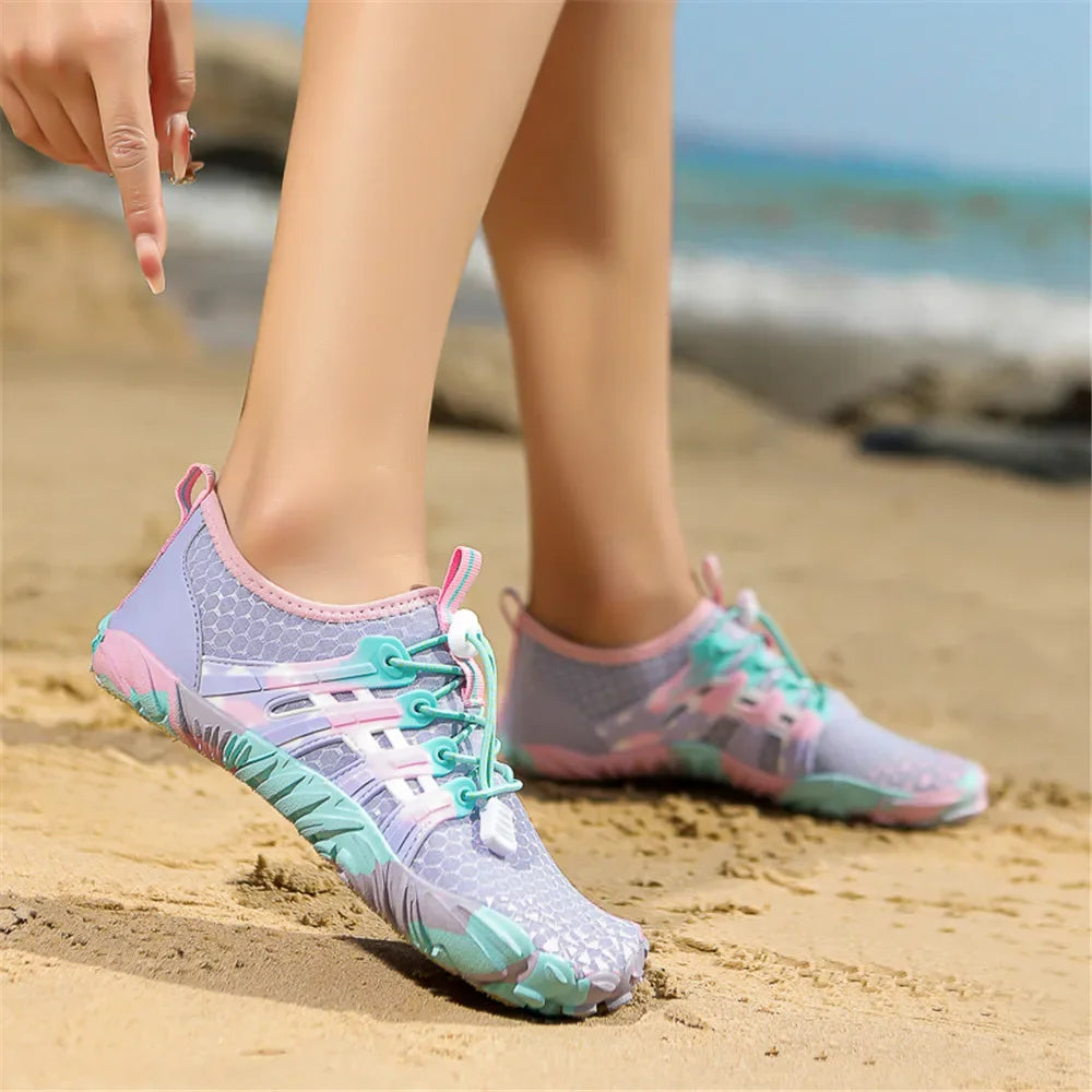 Men Women Water shoes Upstream Wading Swimming Barefoot Five Fingers Aqua Shoes Colorful Beach Seaside Light Unisex Sneakers New