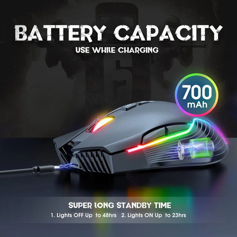Lenovo CW905 Wireless Gaming Mouse 3600 DPI RGB Ergonomic Gaming Mouse with 7 Buttons, Adjustable DPI, USB Gaming Mouse for PC & Laptop