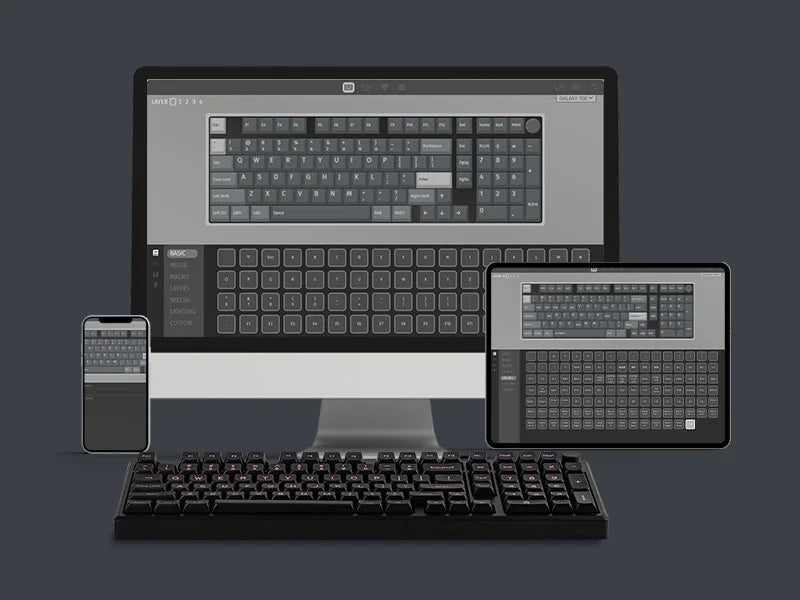 EPOMAKER Galaxy100 QMK/VIA 1800 ANSI Layout Aluminum Gasket Wired/BT5.0/2.4Ghz Mechanical Gaming Keyboard with 8000mAh Battery