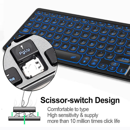 Backlit 7-Colors Bluetooth Keyboard with Touchpad 2.4G Wireless Multimedia Rechargeable Keyboard for Laptop PC Tablet